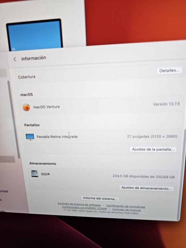 IMAC 27" 5K RETINA 32GB RAM 256SSD i5 2017! - Imagen 5