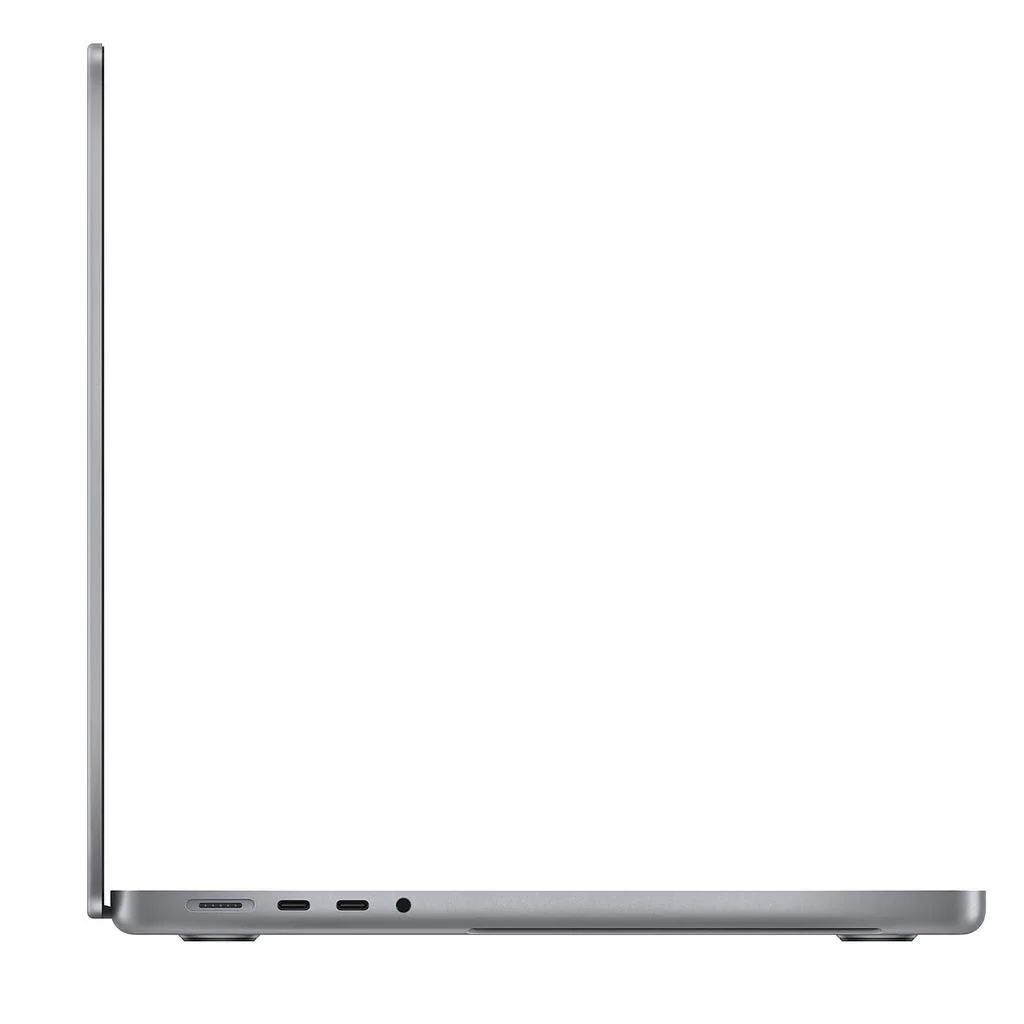MacBook Pro 14 pulgadas (2021-2023) de perfil, con sus puertos